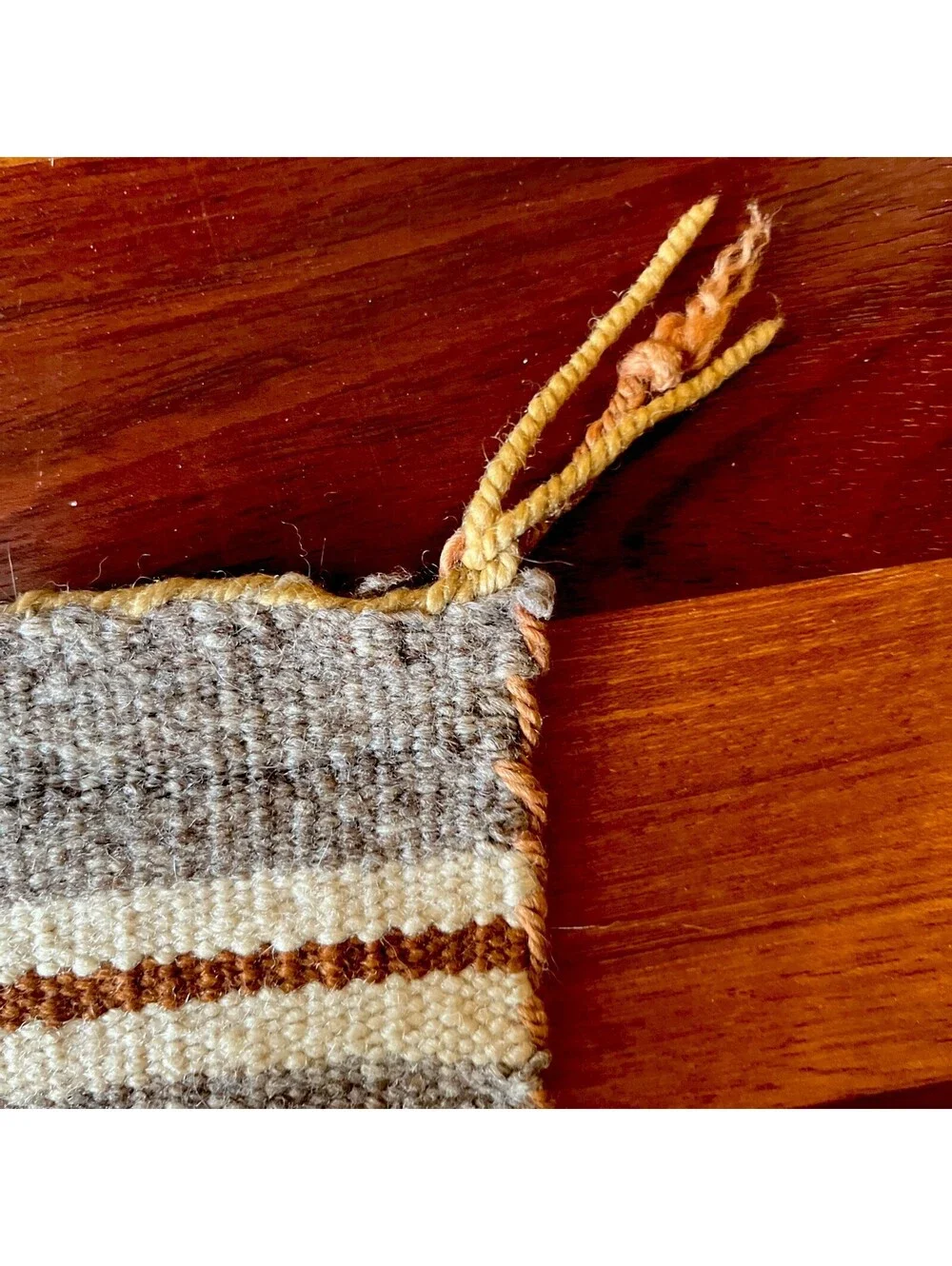 Vintage Navajo Rug Hand Woven Wool Chinle Wide Ruins Banded Textile Southwestern